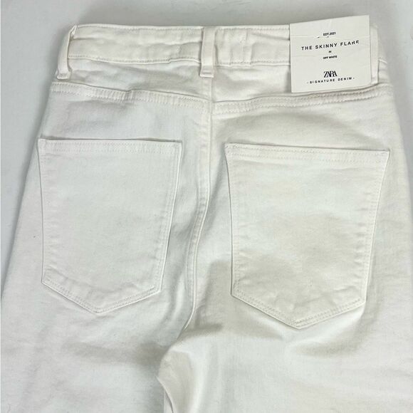 Zara The Skinny Flare Denim Off White Denim Jeans - Picture 7 of 16
